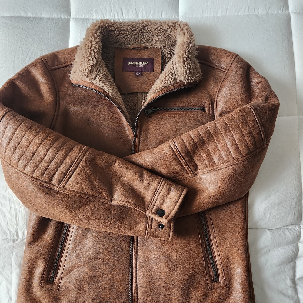 Johnston & Murphy Tan Faux Shearling Jacket - Picture 2 of 14